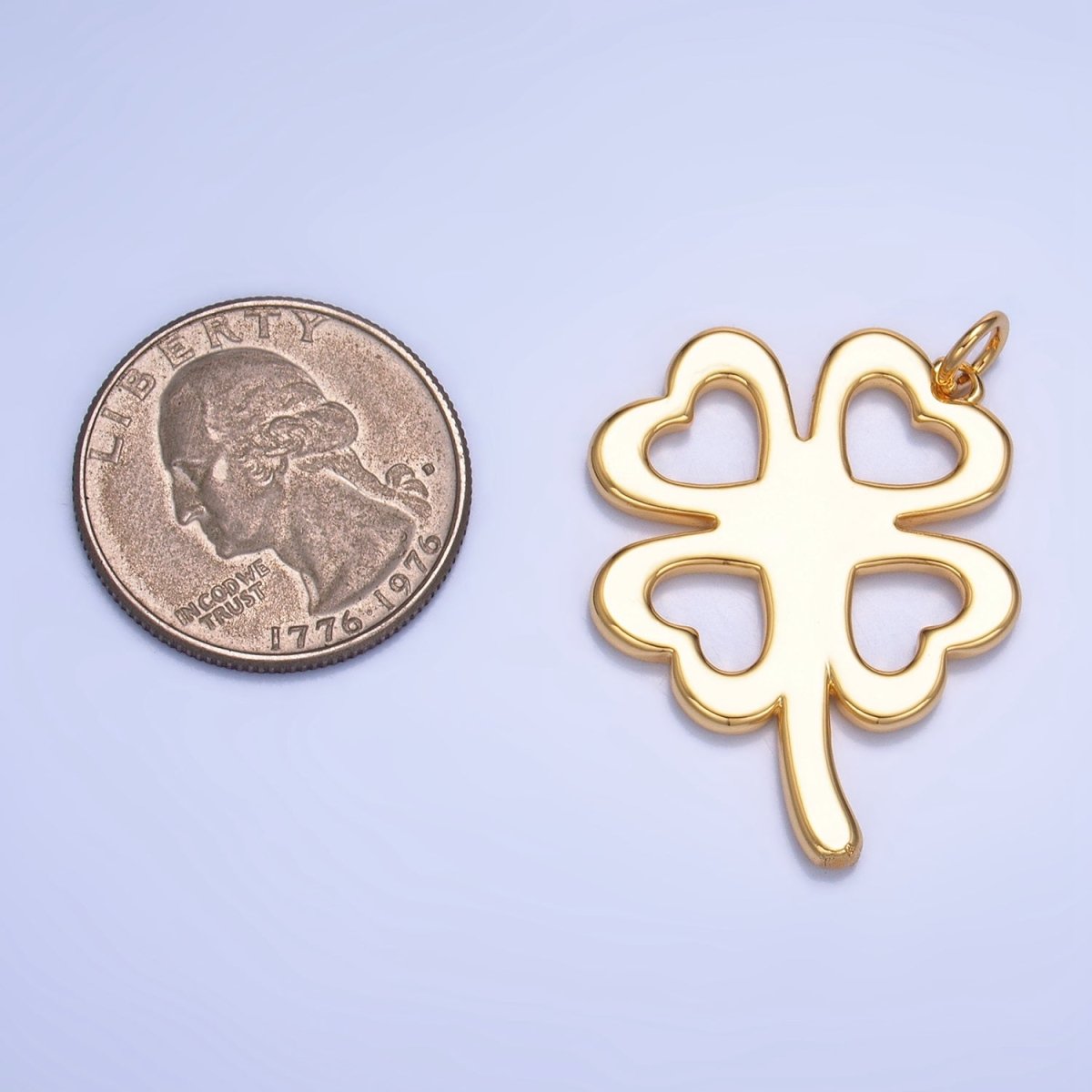 24K Gold Filled Artisan Clover Leaf Charm in Gold &amp; Silver | W051