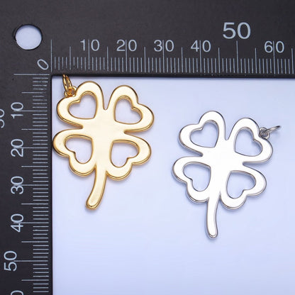 24K Gold Filled Artisan Clover Leaf Charm in Gold &amp; Silver | W051