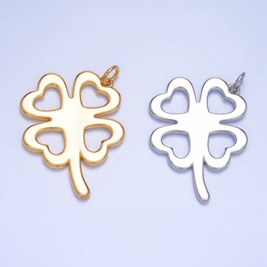 24K Gold Filled Artisan Clover Leaf Charm in Gold &amp; Silver | W051