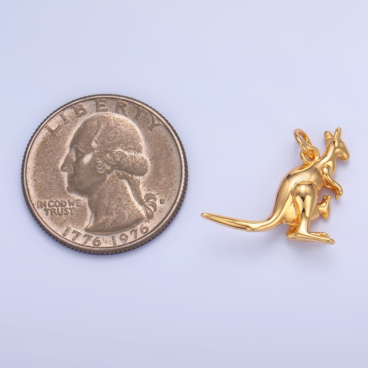 24K Gold Filled Australian Kangaroo Animal 3D Multidimensional Charm | W391