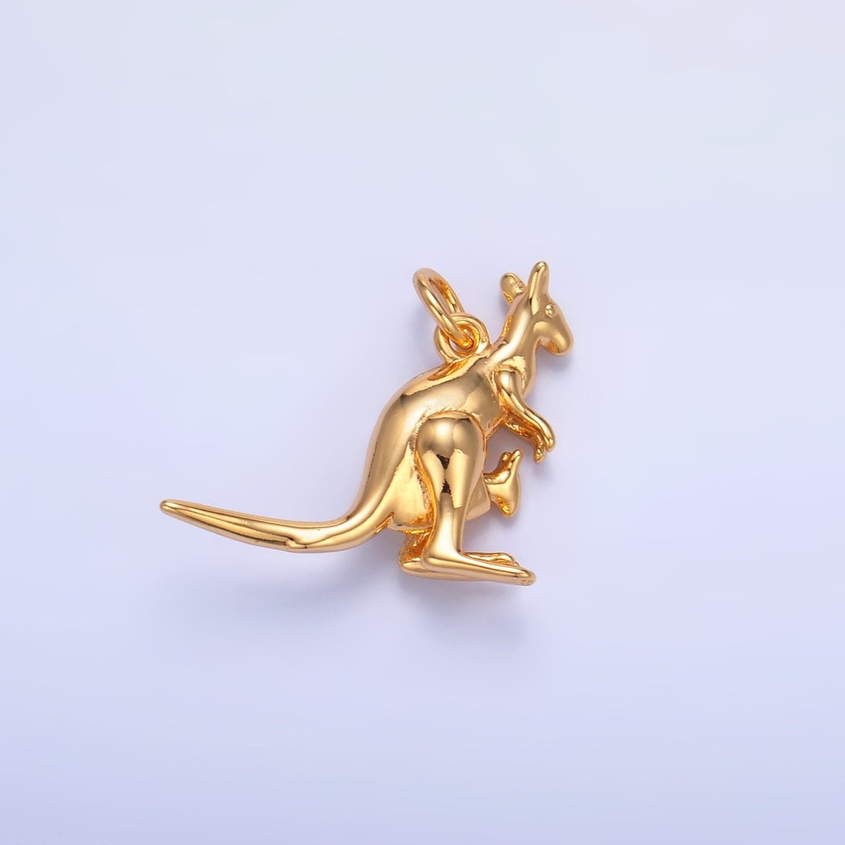 24K Gold Filled Australian Kangaroo Animal 3D Multidimensional Charm | W391