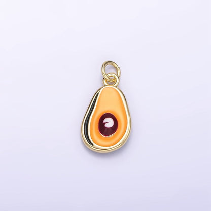 24K Gold Filled Avocado Fruit Enamel Mini Charm | C705