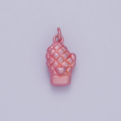 24K Gold Filled Baby Pink, Orange, Pink Heart Mitten Baking Glove Charm | C021 C022