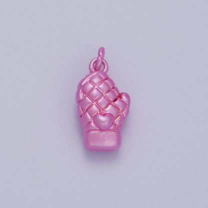 24K Gold Filled Baby Pink, Orange, Pink Heart Mitten Baking Glove Charm | C021 C022