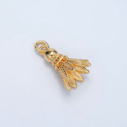 24K Gold Filled Badminton Shuttlecock Birdie Sports Charm | D800