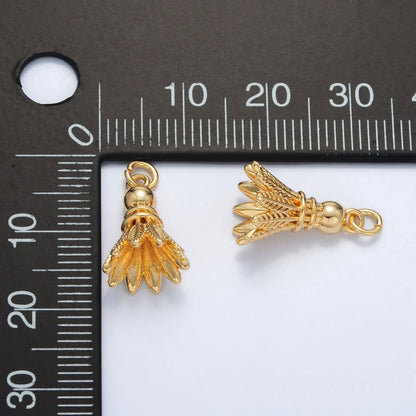 24K Gold Filled Badminton Shuttlecock Birdie Sports Charm | D800