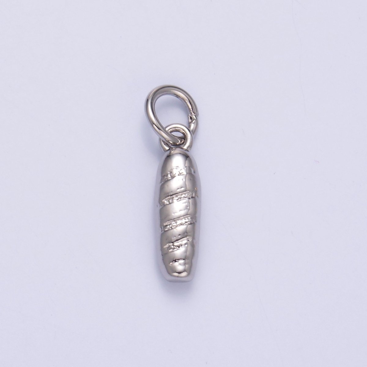 24K Gold Filled French Baguette Bread Multidimensional 3D Charm in Gold &amp; Silver | N017