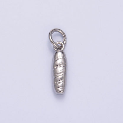 24K Gold Filled French Baguette Bread Multidimensional 3D Charm in Gold &amp; Silver | N017