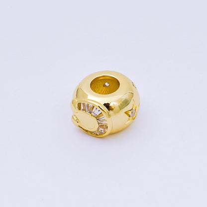 24K Gold Filled Baguette CZ Cubic Horseshoe Rondelle Bead Spacer | B-083