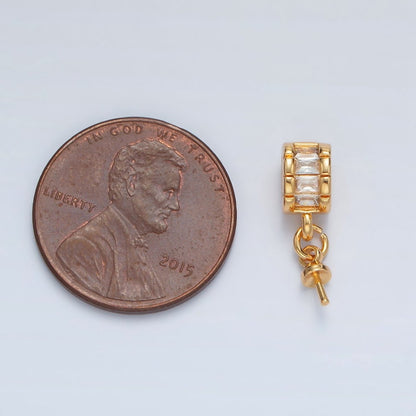 24K Gold Filled Baguette CZ Drill Pin Bail Findings | Z849