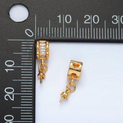 24K Gold Filled Baguette CZ Drill Pin Bail Findings | Z849