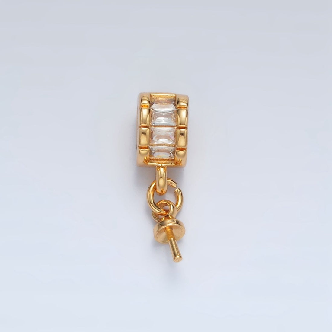 24K Gold Filled Baguette CZ Drill Pin Bail Findings | Z849