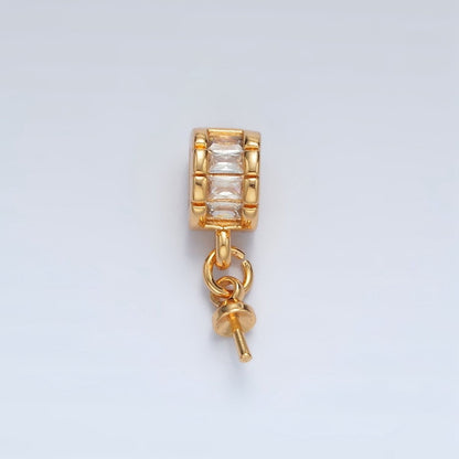 24K Gold Filled Baguette CZ Drill Pin Bail Findings | Z849