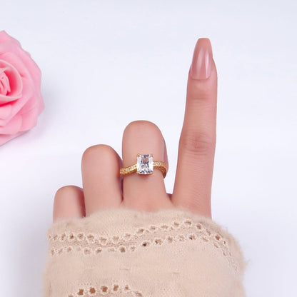 24K Gold Filled Baguette CZ Micro Paved Curved Ring | O327