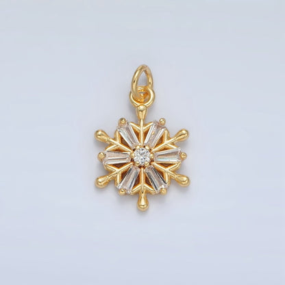 24K Gold Filled Baguette CZ Snowdrop Mini Charm | AC148