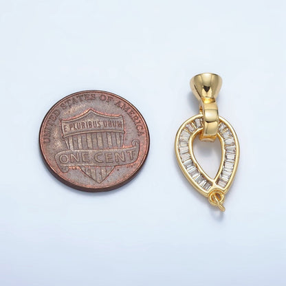 24K Gold Filled Baguette CZ Teardrop Snap Latch Closure Findings | Z900