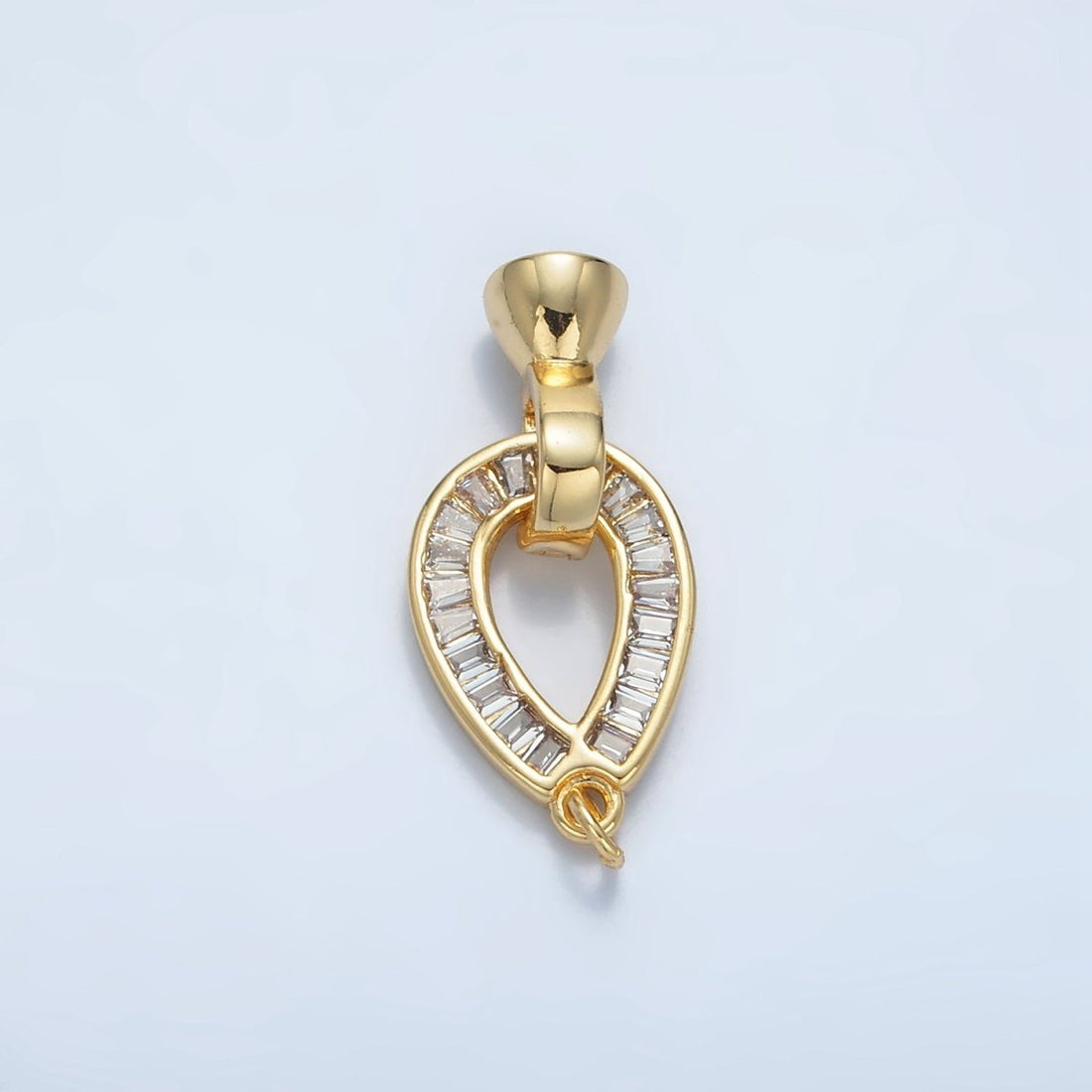 24K Gold Filled Baguette CZ Teardrop Snap Latch Closure Findings | Z900