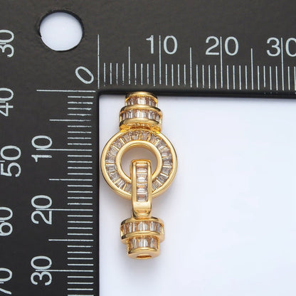 24K Gold Filled Baguette Micro Paved CZ Snap Latch Closure Findings Set | Z892