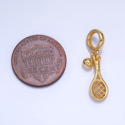24K Gold Filled Ball Racket Sports Rhondelle Drop Charm | AG825