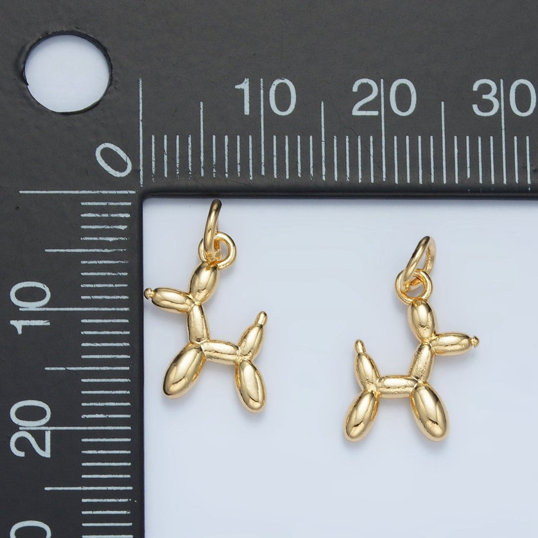 24K Gold Filled Balloon Dog Animal Multidimensional Mini Charm | E742