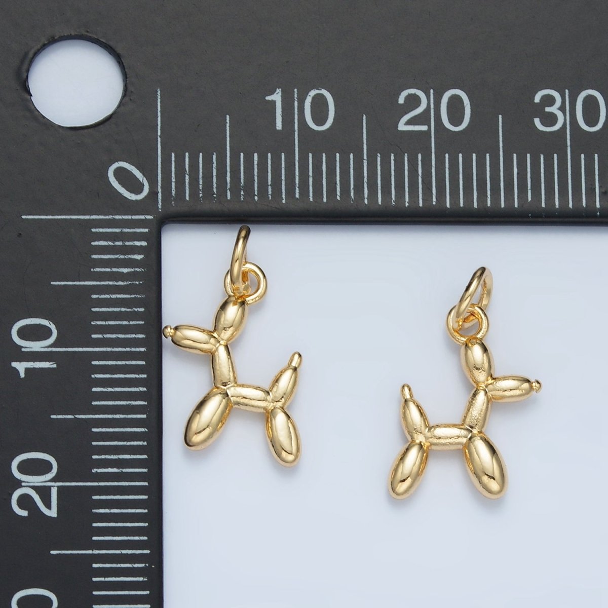 24K Gold Filled Balloon Dog Animal Multidimensional Mini Charm | E742