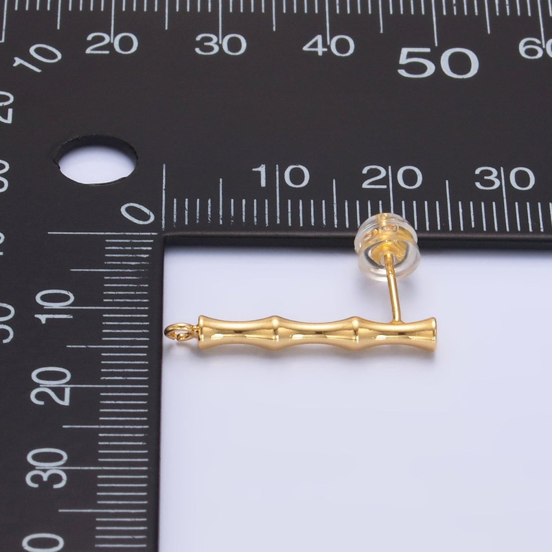 24K Gold Filled Bamboo Linear Open Loop Drop Stud Earrings Findings | Z1010