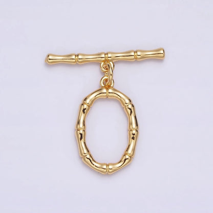 24K Gold Filled Bamboo Oval OT Toggle Clasps Closure Jewelry Making Supply | Z-449