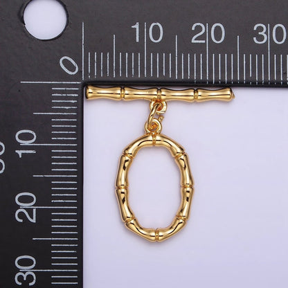 24K Gold Filled Bamboo Oval OT Toggle Clasps Closure Jewelry Making Supply | Z-449