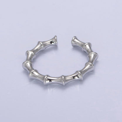 24K Gold Filled Bamboo Rings, Minimalist Nature Plant Bamboo Adjustable Ring in Gold &amp; Silver, U-537 U-538