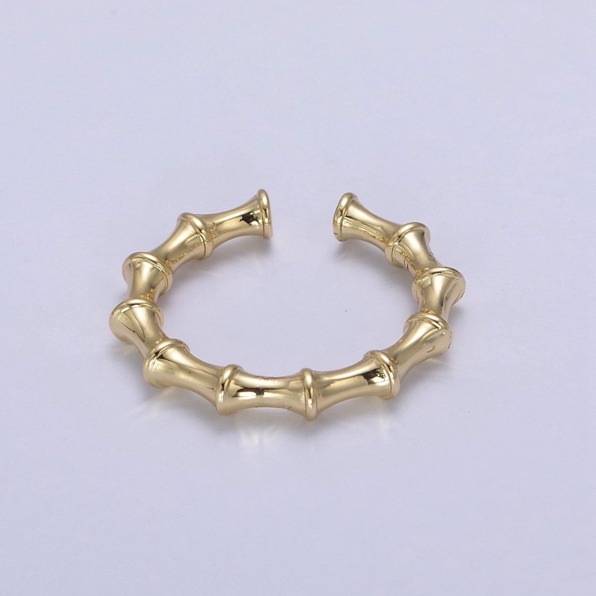 24K Gold Filled Bamboo Rings, Minimalist Nature Plant Bamboo Adjustable Ring in Gold &amp; Silver, U-537 U-538