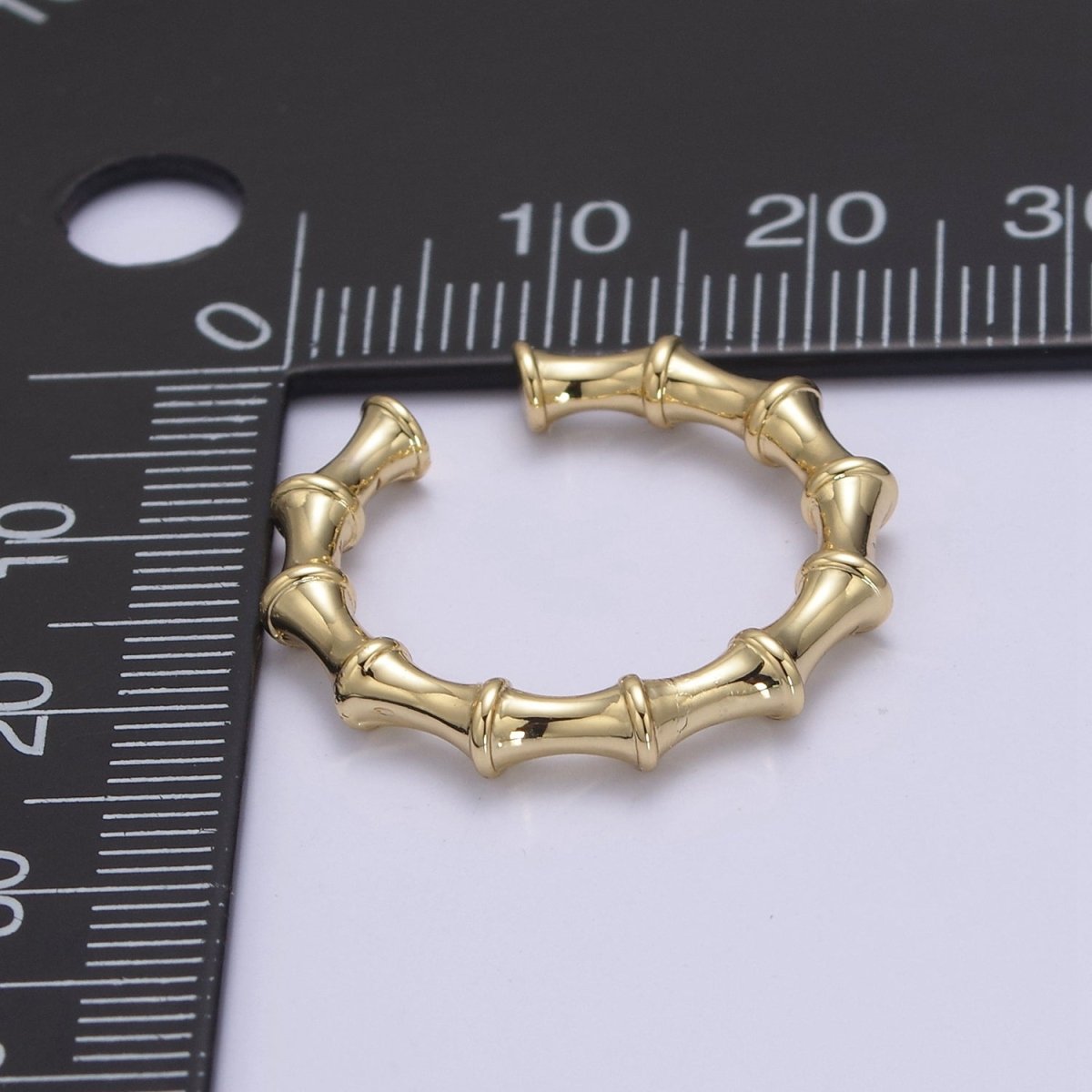 24K Gold Filled Bamboo Rings, Minimalist Nature Plant Bamboo Adjustable Ring in Gold &amp; Silver, U-537 U-538