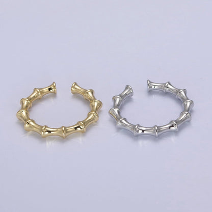 24K Gold Filled Bamboo Rings, Minimalist Nature Plant Bamboo Adjustable Ring in Gold &amp; Silver, U-537 U-538