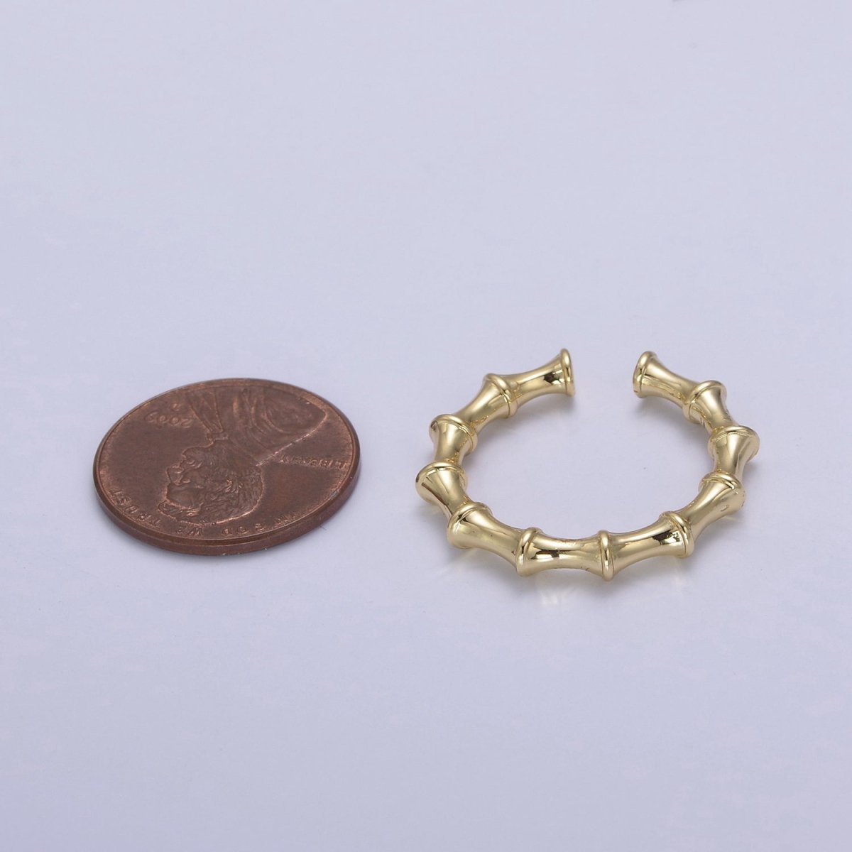 24K Gold Filled Bamboo Rings, Minimalist Nature Plant Bamboo Adjustable Ring in Gold &amp; Silver, U-537 U-538