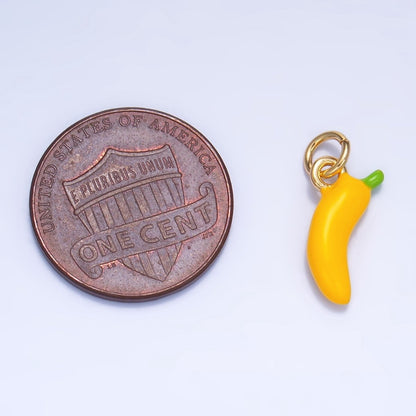 24K Gold Filled Banana Fruit Enamel Mini Multidimensional Charm | W052