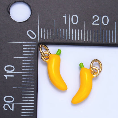 24K Gold Filled Banana Fruit Enamel Mini Multidimensional Charm | W052