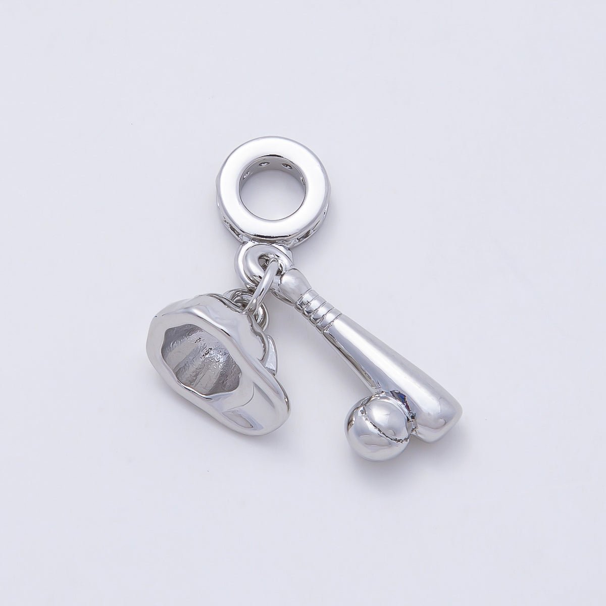 24K Gold Filled Baseball Bat Cap Micro Paved CZ Rhondelle Drop Pendant in Gold &amp; Silver | W333 - Charms-00980