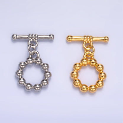 24K Gold Filled Beaded Bubble Toggle Clasps Closure in Gold &amp; Silver | Z884