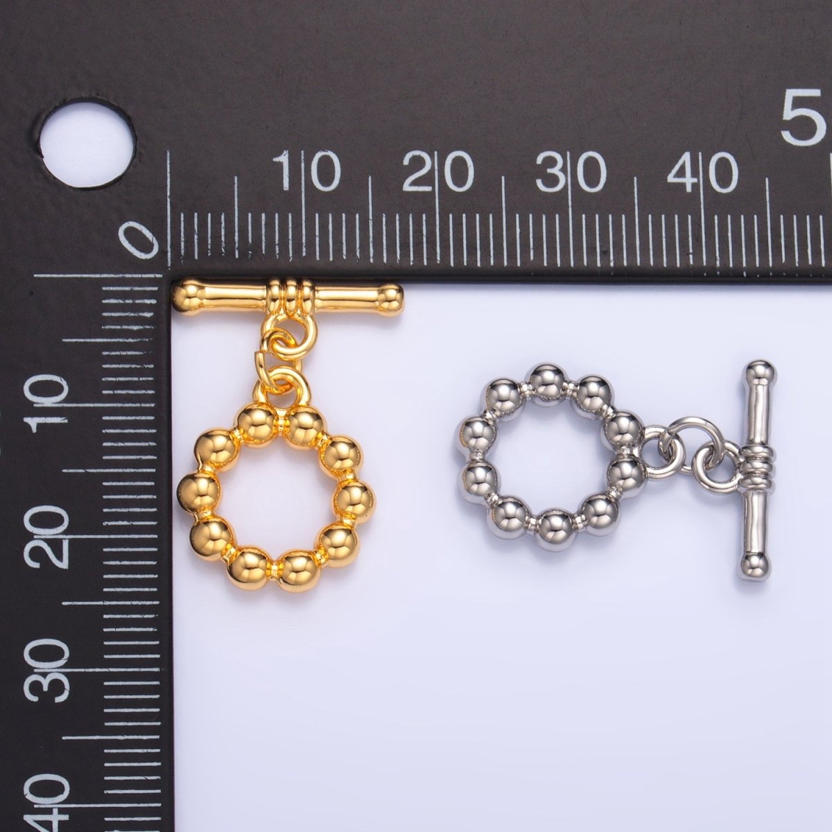 24K Gold Filled Beaded Bubble Toggle Clasps Closure in Gold &amp; Silver | Z884