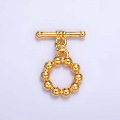 24K Gold Filled Beaded Bubble Toggle Clasps Closure in Gold &amp; Silver | Z884
