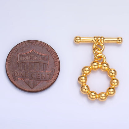 24K Gold Filled Beaded Bubble Toggle Clasps Closure in Gold &amp; Silver | Z884