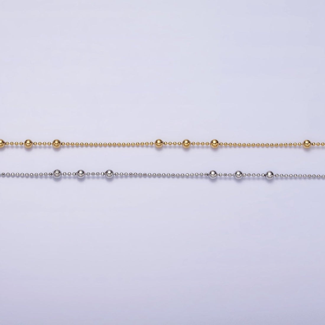 24k Gold Filled Beaded Satellite Chain Gold Filled Silver Chain Simple Everyday Layering Necklace 15.75 Inch | WA-1855 WA-1856 Clearance Pricing