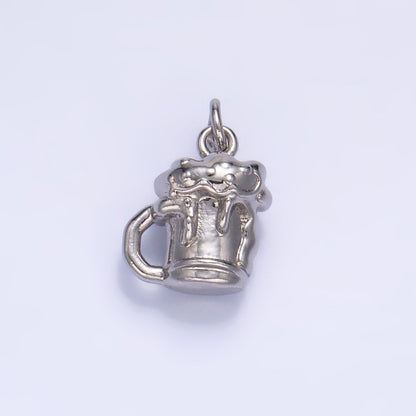 24K Gold Filled Beer Alcoholic Drink Multidimensional 3D Charm in Gold &amp; Silver | W250