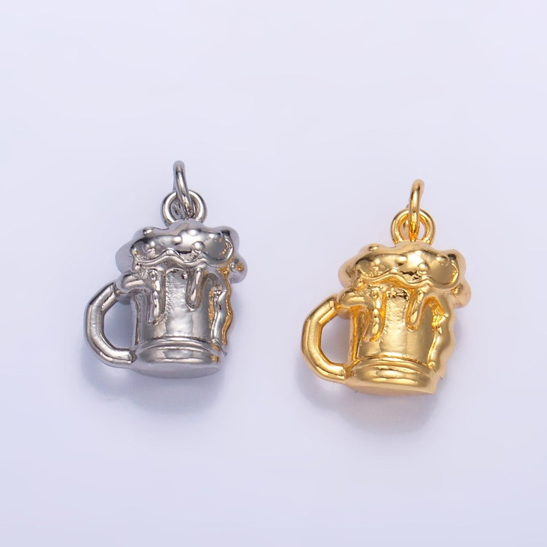 24K Gold Filled Beer Alcoholic Drink Multidimensional 3D Charm in Gold &amp; Silver | W250