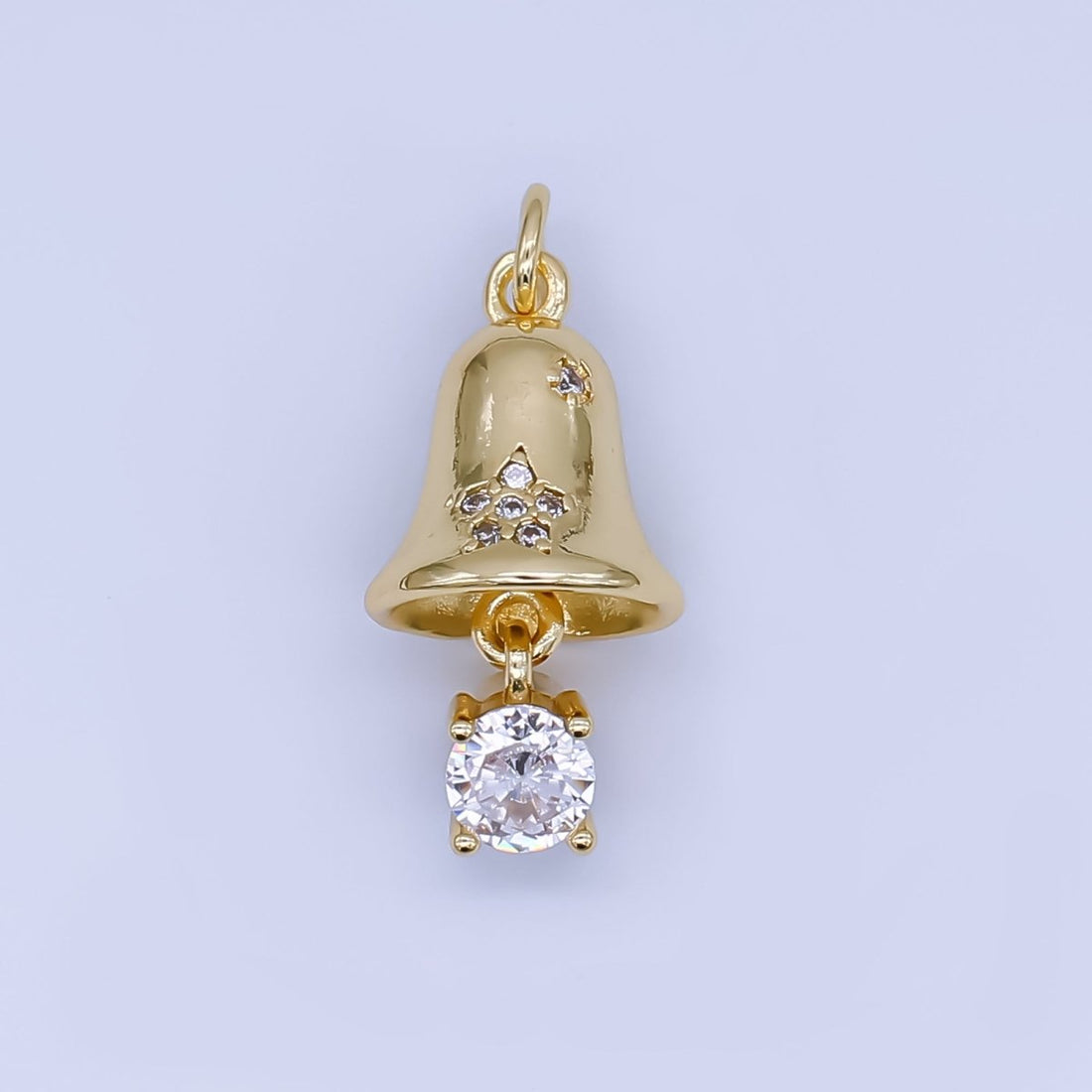 24k Gold Filled Bell with Solitaire CZ Ball Drop Charm | AF1504