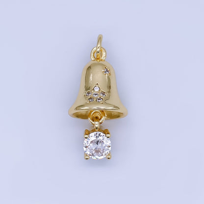 24k Gold Filled Bell with Solitaire CZ Ball Drop Charm | AF1504