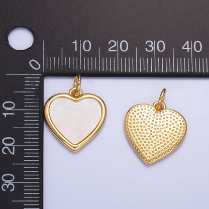 24K Gold Filled Bezel Shell Pearl Heart Charm | W430