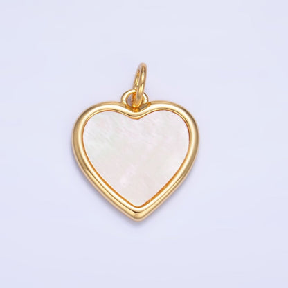 24K Gold Filled Bezel Shell Pearl Heart Charm | W430