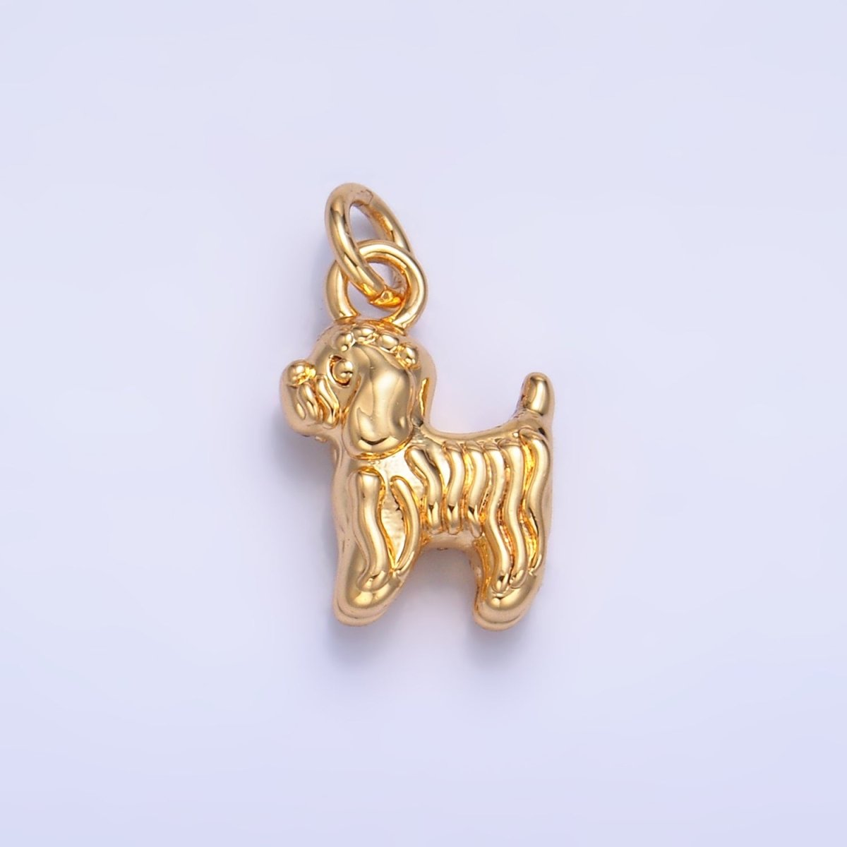 24K Gold Filled 14mm Bichon Frise Labradoodle Pet Dog Multidimensional 3D Charm in Gold &amp; Silver | W239