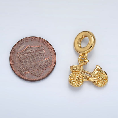 24K Gold Filled Bicycle Cycling Vehicle Minimalist Rhondelle Bail Drop Pendant | AC096