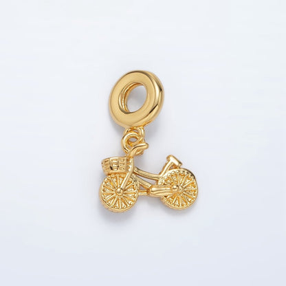 24K Gold Filled Bicycle Cycling Vehicle Minimalist Rhondelle Bail Drop Pendant | AC096